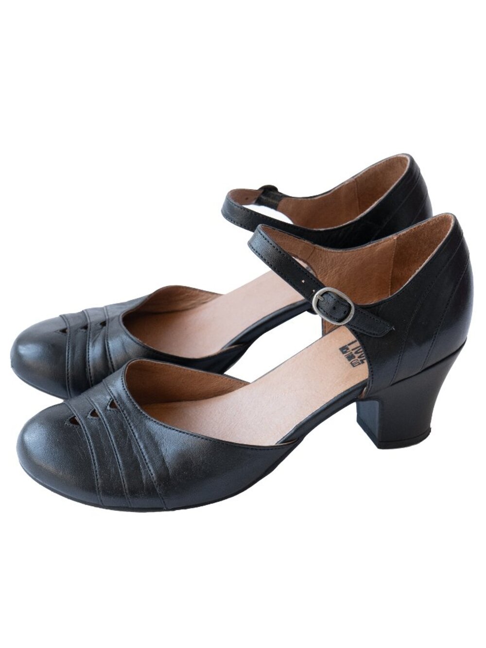 Miz Mooz Frenchy Heel Black Leather Mary Jane Pump